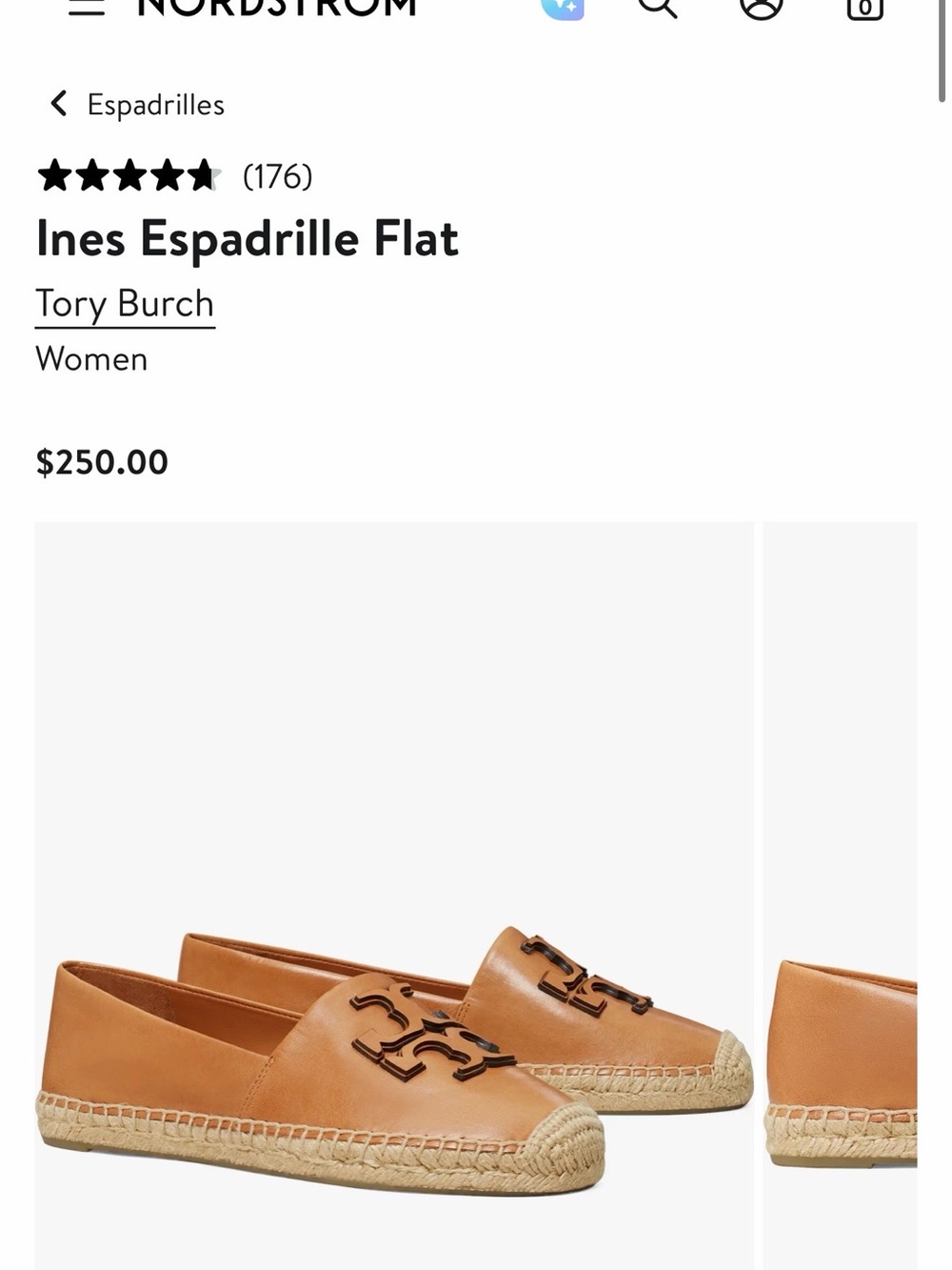 Tory Burch Tan Leather Ines Espadrille with Logo